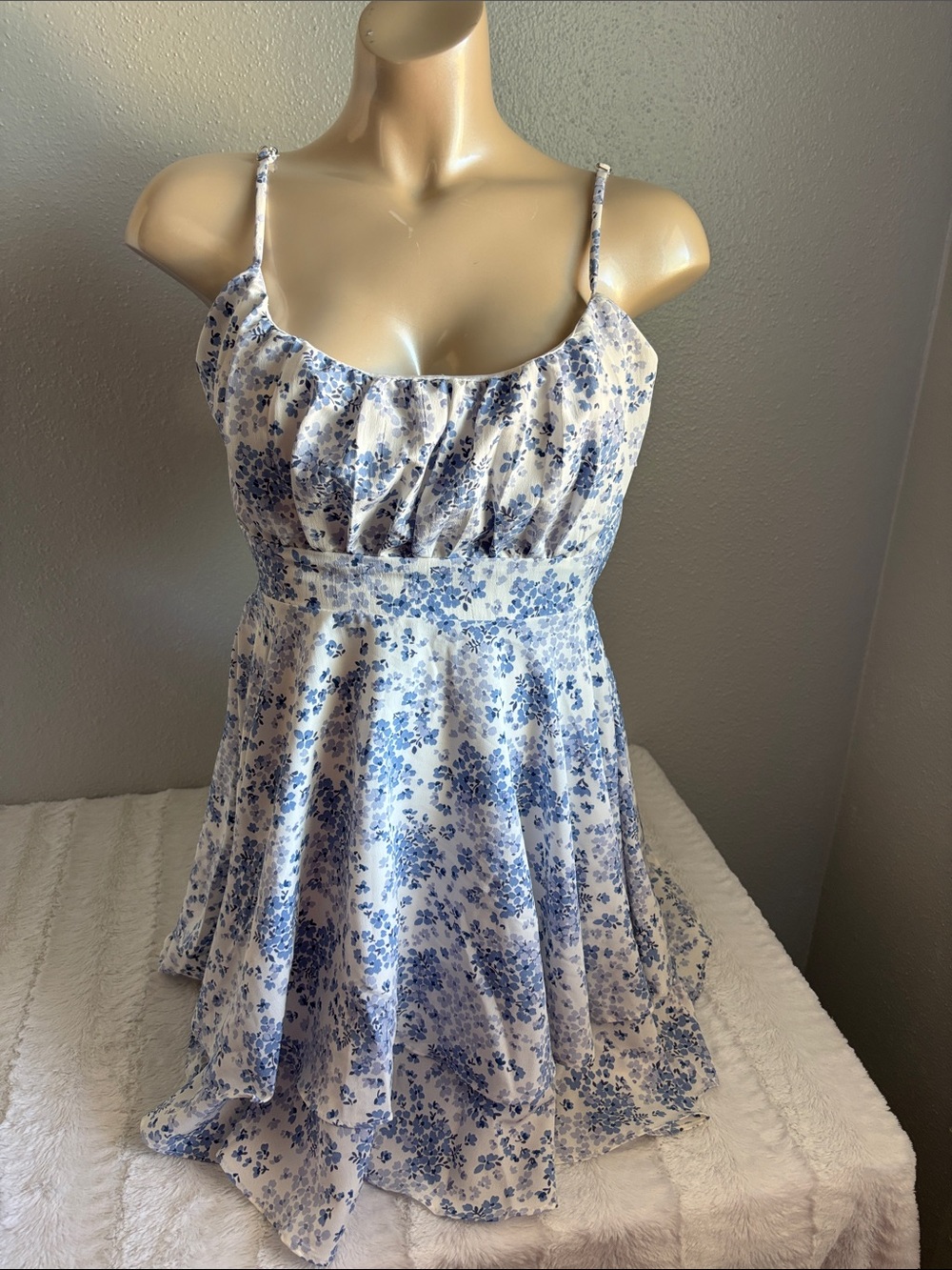 Floral Mini dress Blue and White Cottagecore Coquette Y2K New